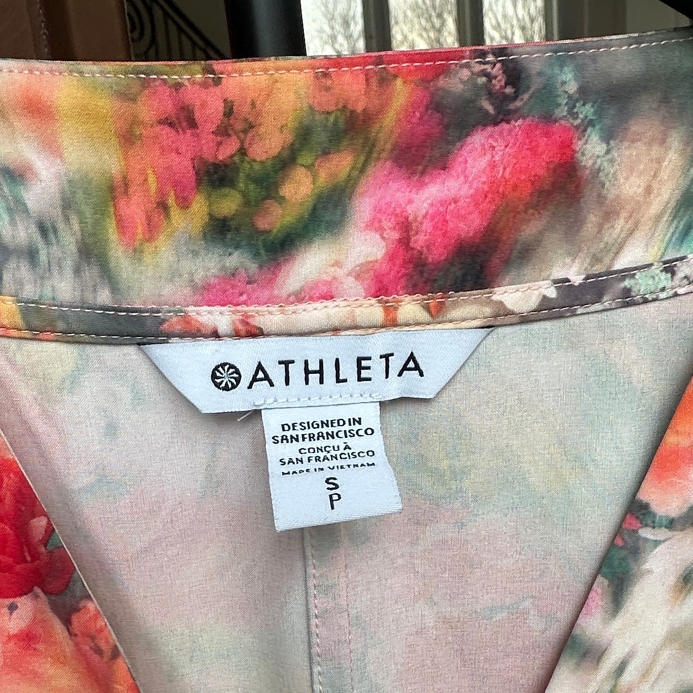 Athleta Coral Pink Floral Tie-Waist Romper - Picture 3 of 4